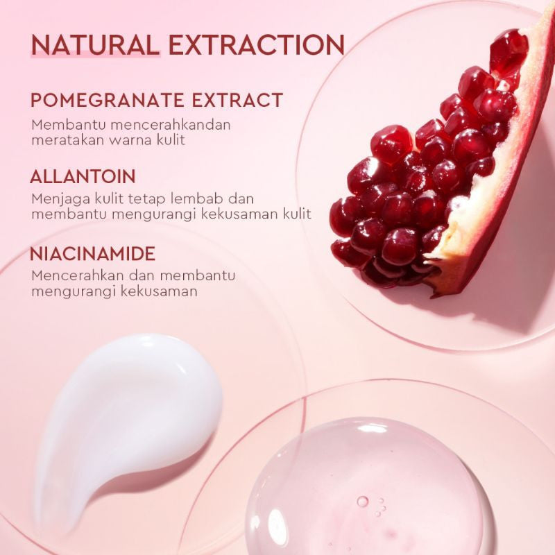 Glad2Glow G2G Pomegranate 5% Niacinamide Brightening Moisturizer Pink 30g Pelembab Wajah