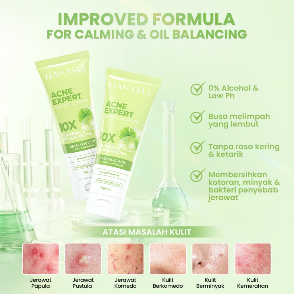 Hanasui Acne Expert Gentle Cleanser  Sabun Busa Lembut Mengurangi Jerawat Tanpa Rasa Ketarik - Salicylic Acid Centella Panthenol