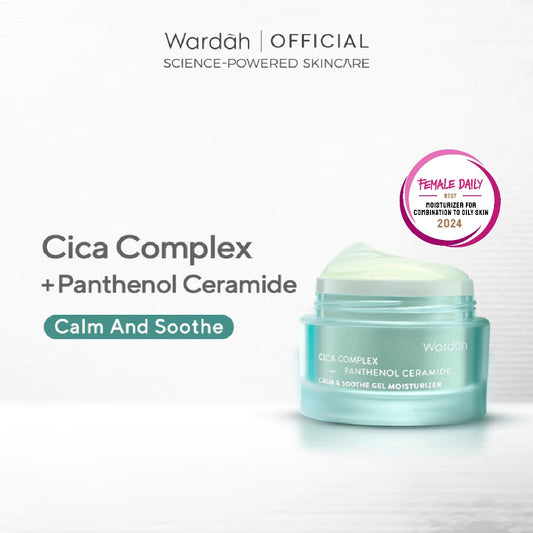 WARDAH Cica Complex + Panthenol Ceramide Calm & Soothe Gel Moisturizer 30 g - Pelembab Gel Ringan yang Meredakan Kemerahan & Kulit Reaktif, Memperbaiki Skin Barrier - Cocok untuk Kulit Berjerawat & Breakout (Calm Acne & Redness) - Skincare