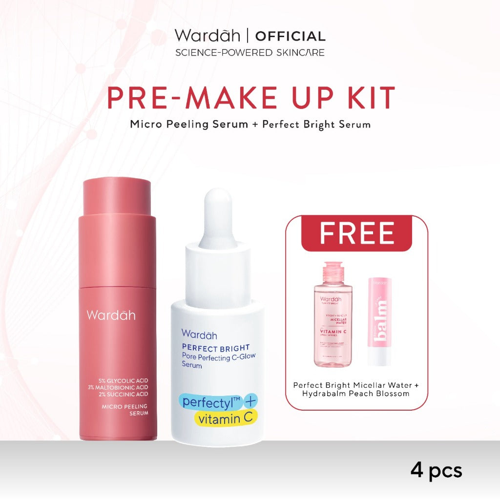 Wardah Exfo Peeling Serum 5% Glycolic Acid 3% Maltobionic Acid 2% Succinic Acid Micro - Serum Exfoliasi Wajah, Serum Membantu Mencerahkan dan Menghaluskan Wajah - Skincare