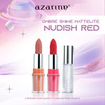 Azarine Ombre Shine Mattelite Kit [3 PCS] Lipstick Matte with Pigmented Color Lightweight Transferproof Smugeproof Galactic Shine + Lip Gloss Hydrating Plumpy Effect Glittery Look Tahan Lama