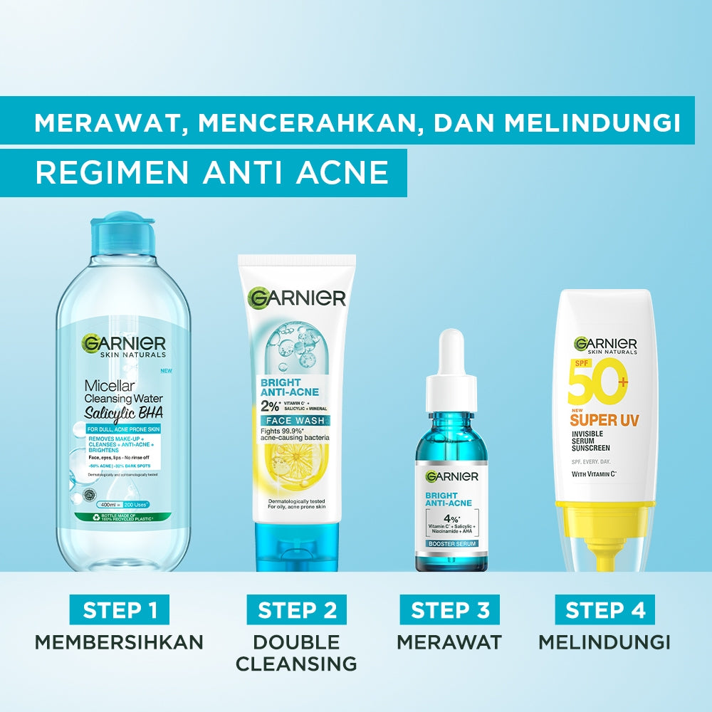 GARNIER Serum Bright Complete Anti Acne Booster Serum Lawan Jerawat 15ml 30ml - Skincare Vitamin C Salycilic Acid Cocok untuk semua jenis kulit