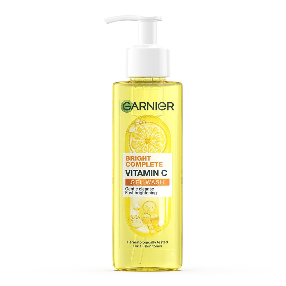 Garnier Bright Complete Vitamin C Gel Wash 120ml - Sabun Wajah Gel dengan Vitamin C Mencerahkan | Cocok untuk kulit sensitif