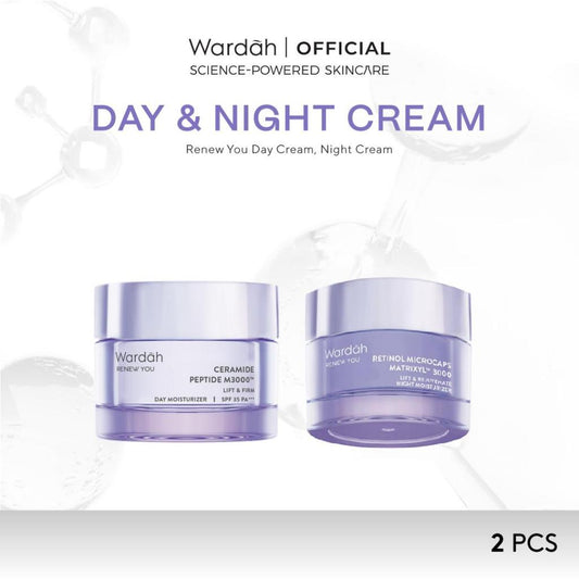 Wardah [2 pcs] Paket Renew You Lift Firm Day Moisturizer + Rejuvenate Night Moisturizer 30 gr - Mencerahkan Wajah, Lightening, Niacinamide, Facial, Ceramide - Skincare