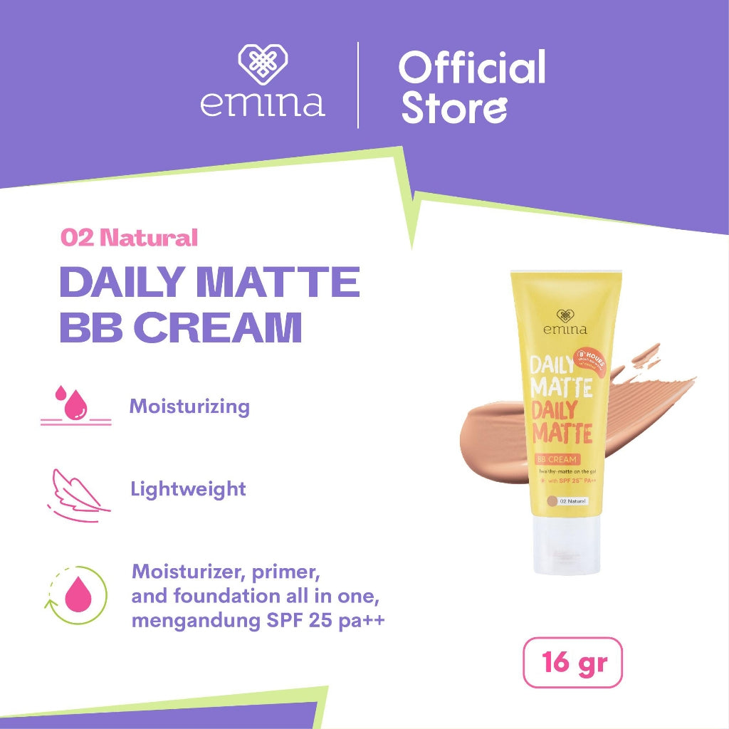 Emina Team Matte Package (Daily Matte BB Cream 02 Natural & Compact Powder 02 Natural)