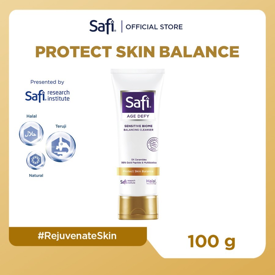 Safi Age Defy Sensitive Biome Balancing Cleanser 100gr - Sabun Cuci Muka Hypoallergenic Non SLS untuk Kulit Sensitif