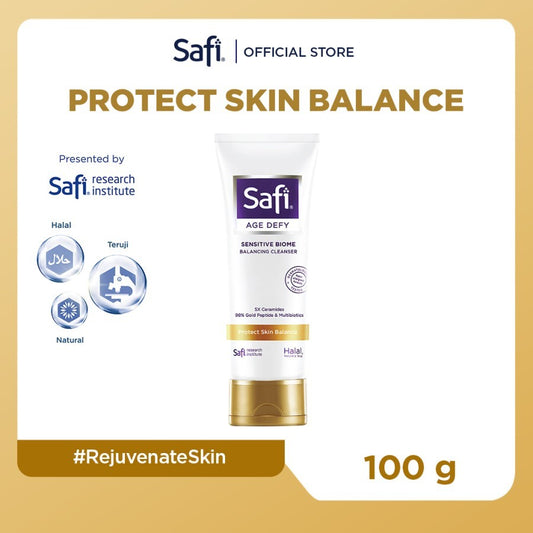 Safi Age Defy Sensitive Biome Balancing Cleanser 100gr - Sabun Cuci Muka Hypoallergenic Non SLS untuk Kulit Sensitif