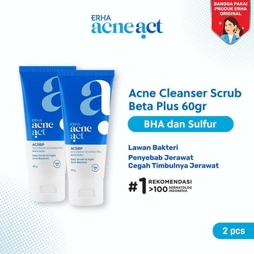 ERHA Twin Flame Acneact ACSBP Acne Cleanser Scrub Beta Plus 60g - Bundle Sabun Wajah Jerawat Berminyak