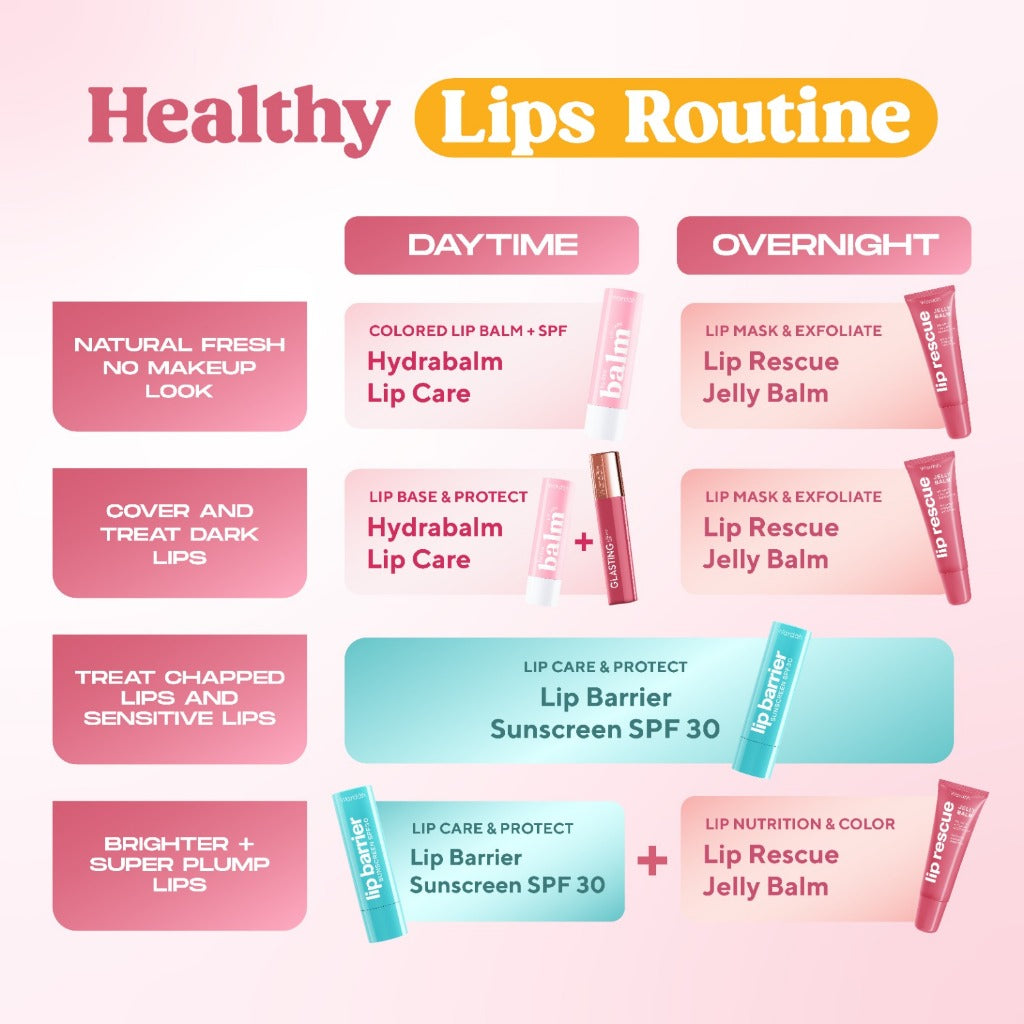 LIPCARE MELEMBABKAN BIBIR Wardah Hydrabalm Lip Care 4 g Pelembab Bibir dengan SPF 15 Petrolatum Murni 100 Lip Balm Makeup Lip Balm Bibir Liptint Anak Sekolah Lipstik Lipstick Lip Glossy