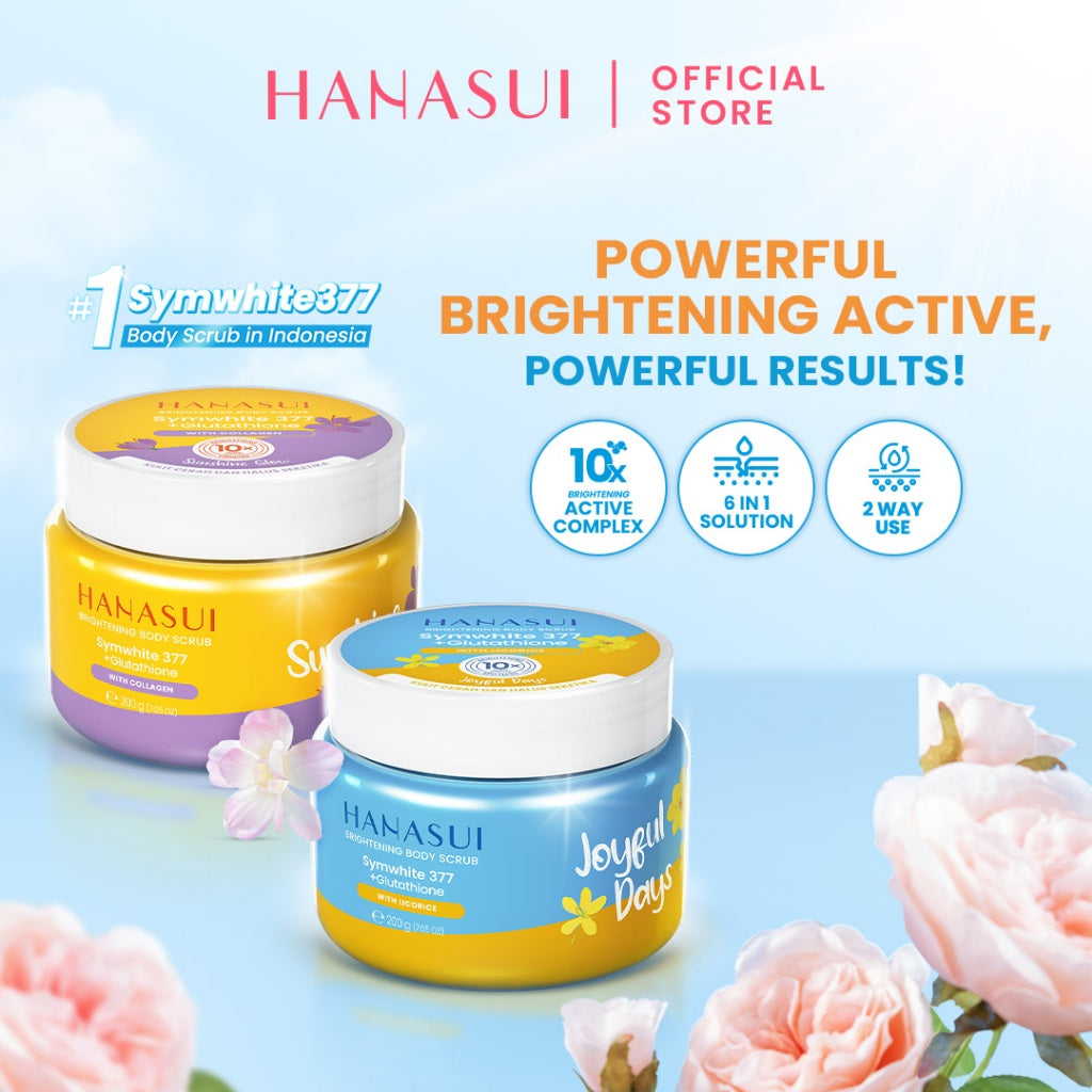 [Scrub] Hanasui Brightening Body Scrub - Mengangkat Sel Kulit Mati Halus Sehat Cerah Symwhite 377 Glutathione Niacinamide Ceramide