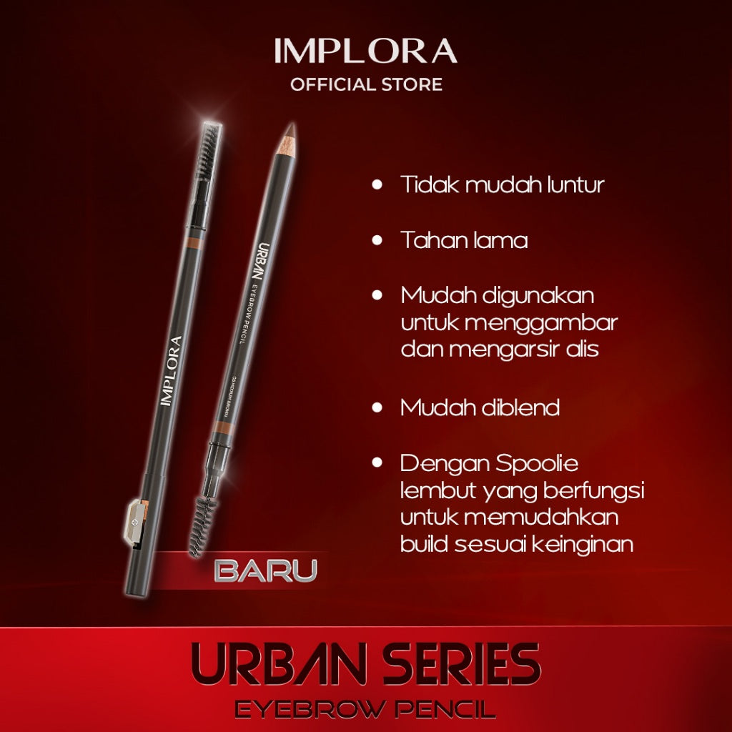 Implora Urban Eyebrow Pencil | Pensil Alis Black Brown Dark | Waterproof | Prilly's Choice