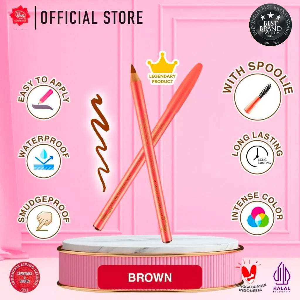 Viva Queen Eye Brow Pencil (WATERPROOF, SMUDGEPROOF & TRANSFERPROOF)  - tersedia 3 varian warna
