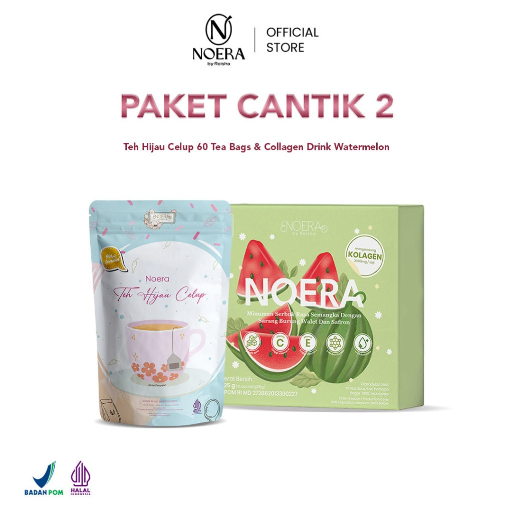 Noera Collagen Drink Watermelon With Birdnest and Saffron Extract Improved Formula | Minuman Kolagen Glutathione Pencerah Badan | Noera Premium Collagen Drink | Colagen Beauty Drink | Minuman Pencerah Badan Anti Aging