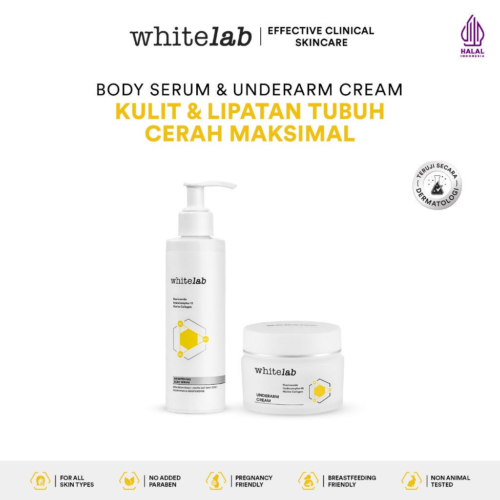 Whitelab Brightening Body Serum + Underarm - Pencerah Kulit Badan, Ketiak, Selangkangan dan Lipatan Tubuh dengan Niacinamide & Collagen [BPOM]