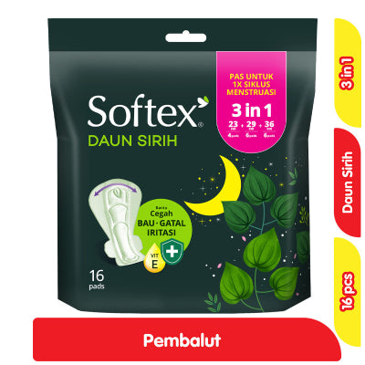 Softex Daun Sirih Pembalut Wanita Wing 3 in 1 16 pcs