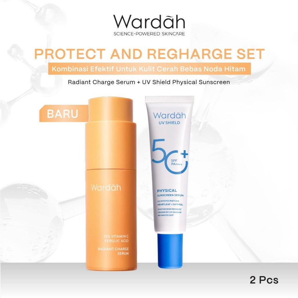WARDAH 10% Vitamin C + Ferulic Acid Radiant Charge Serum 20 ml - Brightening Serum yang Menghilangkan dan Mencegah Noda Hitam Tak Terlihat untuk Kulit Cerah Lebih Lama - Skincare