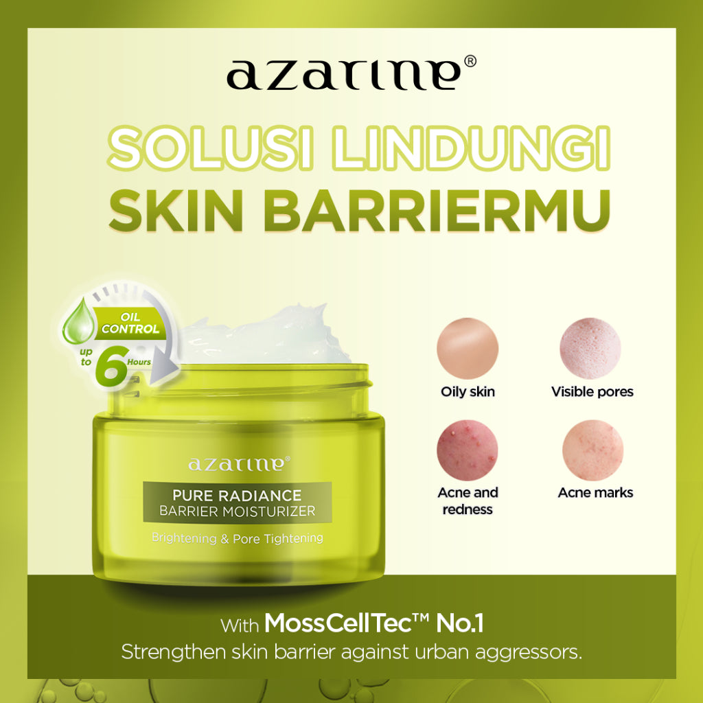 Azarine Barrier Moisturizer Series Pelembab Wajah Cream Gel Facial Moisturizer Instant Moist Mencerahkan Kulit Kusam Berjerawat Sensitif 30g