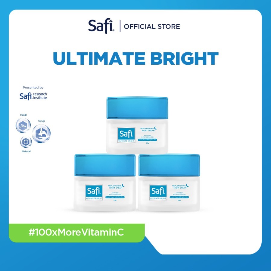 Triplepack - SAFI Ultimate Bright Replenishing Night Cream 25gr - Krim Wajah Malam