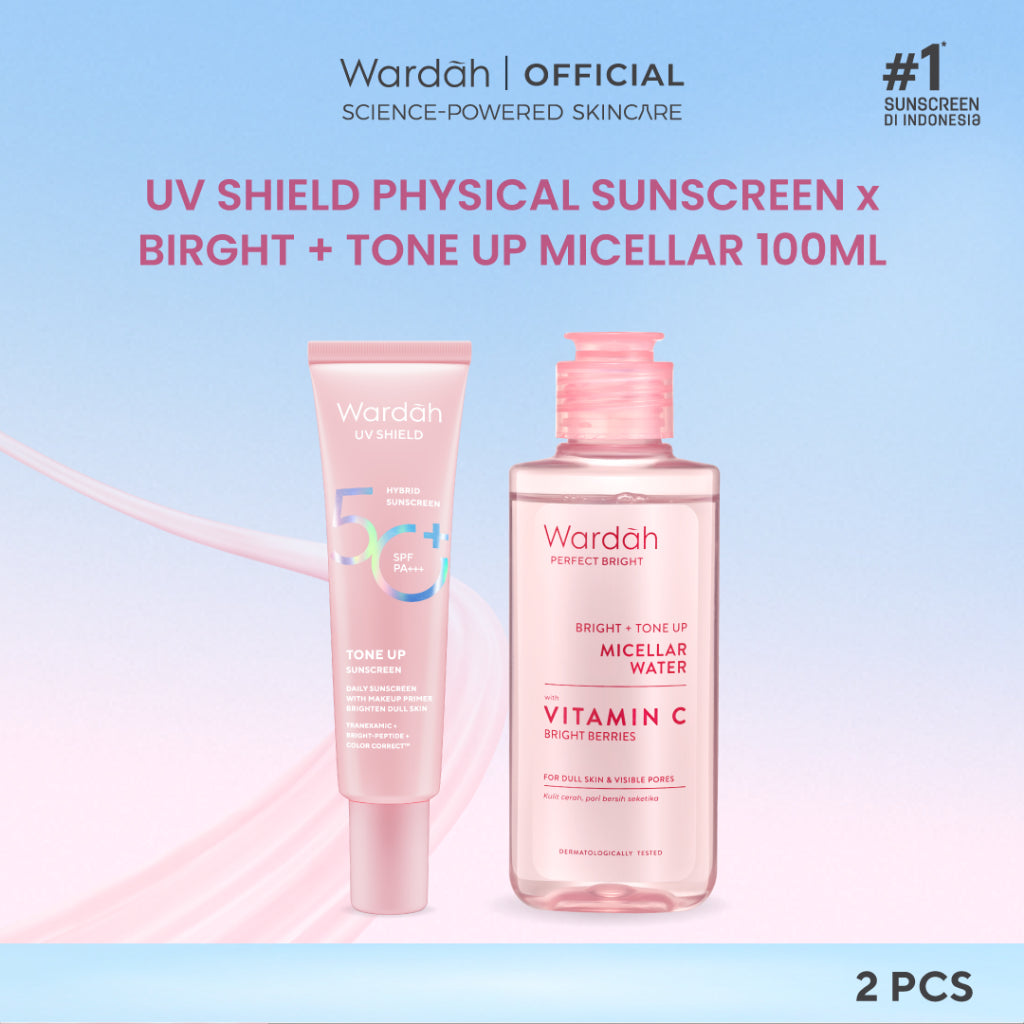 Wardah UV Shield Tinted Tone Up Sunscreen SPF 50 PA 30 ml Sunscreen Wajah Mencerahkan Wajah Samarkan Noda Hitam Tidak Lengket Cepat Meresap Makeup Primer-Skincare