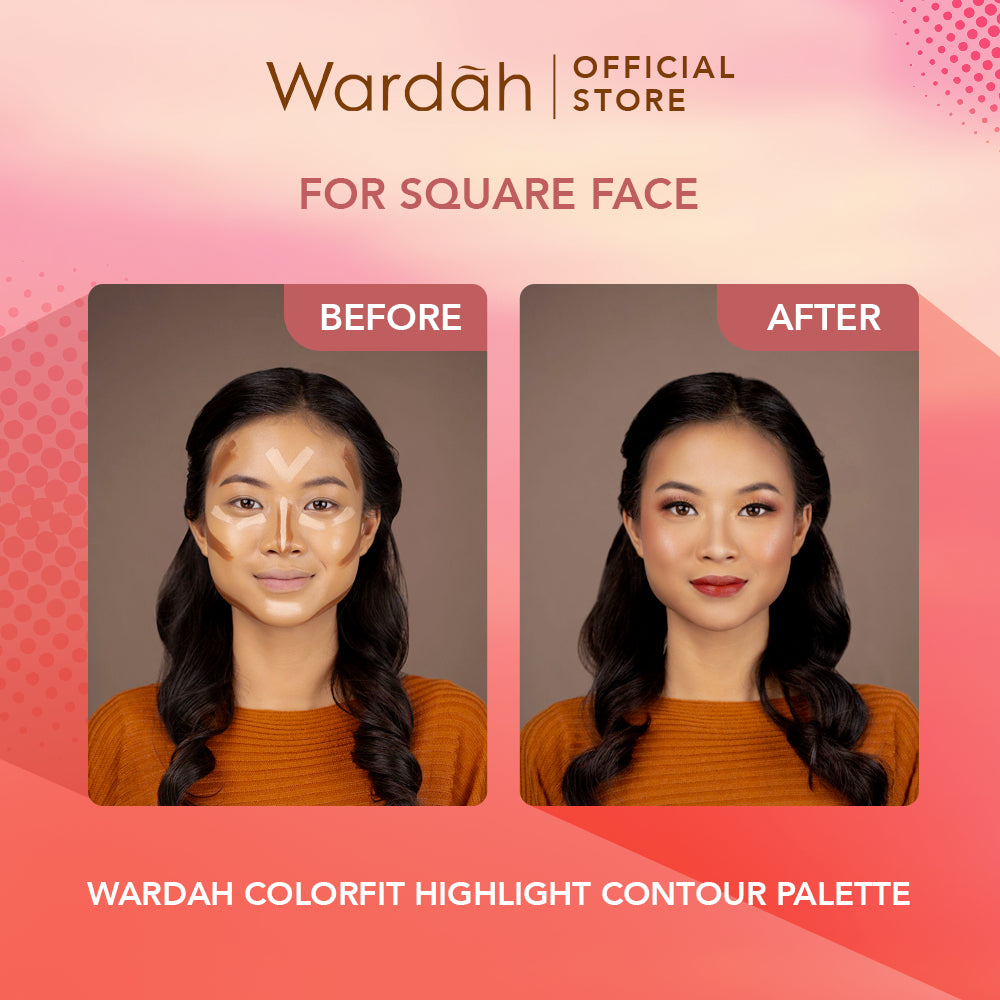 WARDAH Colorfit Highlight Contour Palette - 3 in 1 Highlighter, Contour, Concealer yang Pigmented, Blendable, Mudah Digunakan - Tahan Lama Hingga 10 Jam - Makeup