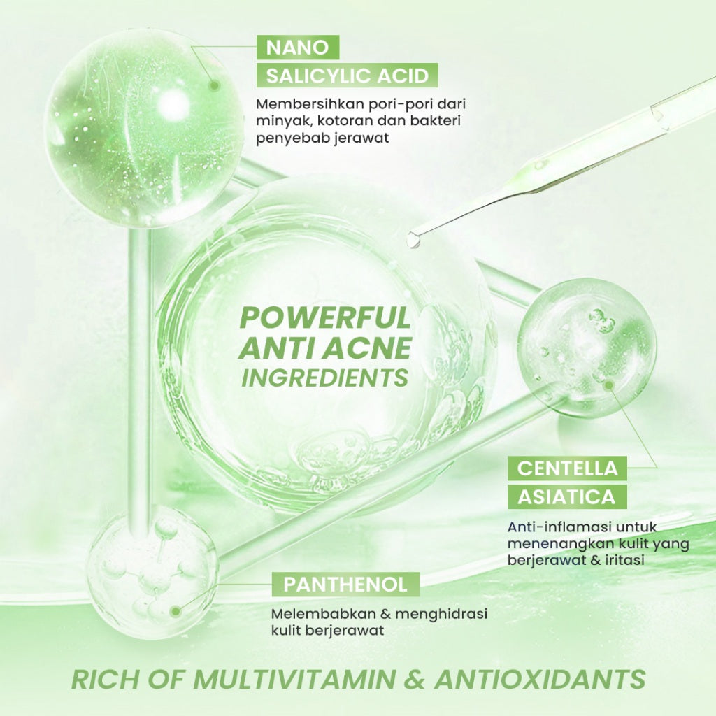 Hanasui Acne Expert Series - Mengurangi Jerawat Menenangkan & Kurangi Minyak berlebih, Salicylic Acid Centella Panthenol