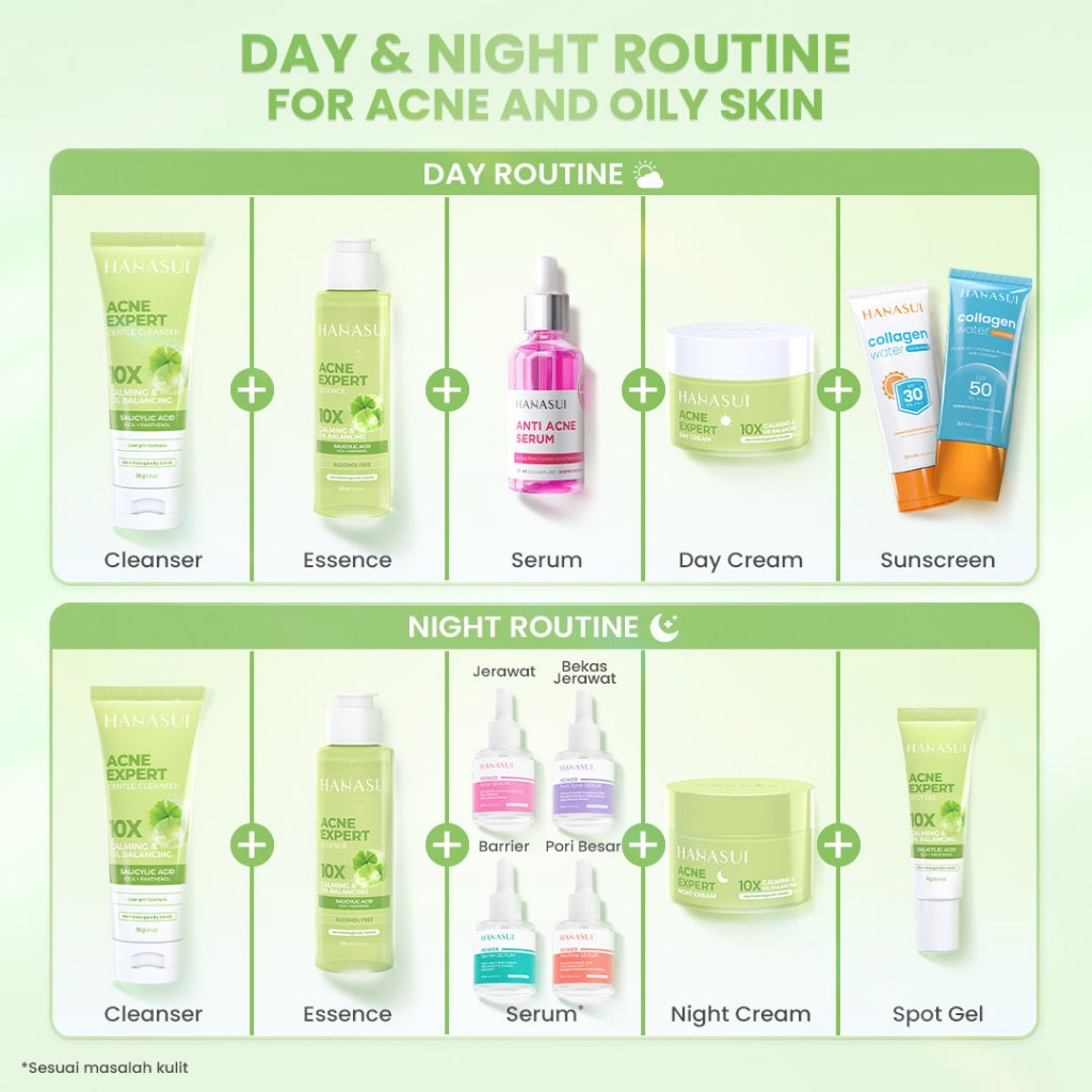 Hanasui Acne Expert Series - Mengurangi Jerawat Menenangkan & Kurangi Minyak berlebih, Salicylic Acid Centella Panthenol