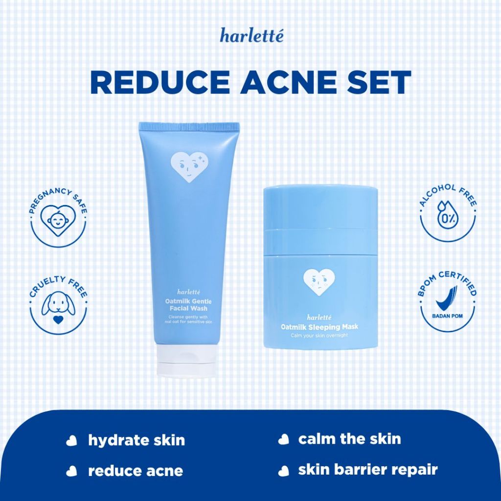 [2 PCS BUNDLING FACIAL WASH] Harlette Oatmilk Gentle Facial Wash 100 g + Oatmilk Sleeping Mask 30 g