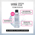 MAKE OVER Powerskin Bi-Phase Oil Micellar Water - Pembersih cleanser makeup sekali usap bersih total tanpa residu tidak menyumbat pori tidak membuat jerawat aman untuk kulit sensitif non-comedogenic