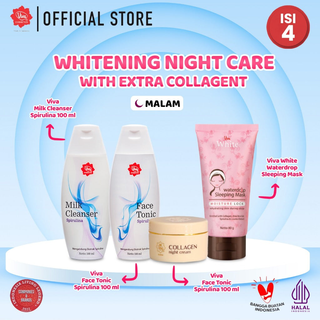 [PROMO] Paket Extra Whitening Night Care with Collagen, Aloe Vera Gel, Extract Spirulina & Licorice (BRIGHTENING & GLOWING)
