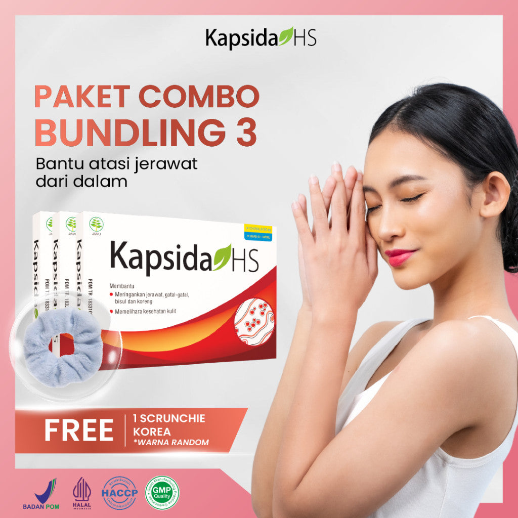 Kembang Bulan Kapsida HS 12 Kapsul FREE SCRUNCHIE KOREA - Obat Jerawat Gatal-gatal Kulit Bisul Alergi Bekas Jerawat Punggung dan Batu Ampuh untuk Kesehatan Kulit
