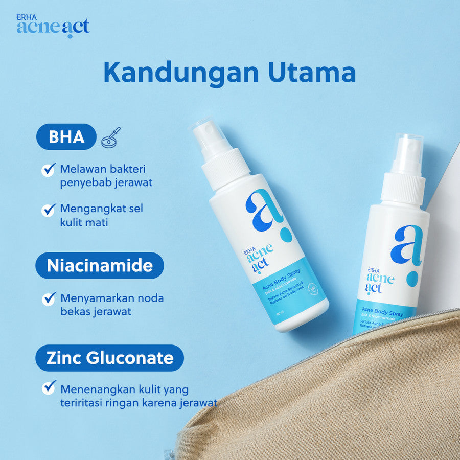 ERHA Twin Flame ERHA AcneAct BHA & Niacinamide Acne Body Spray 100 ml - Bundle Perawatan Jerawat Tubuh