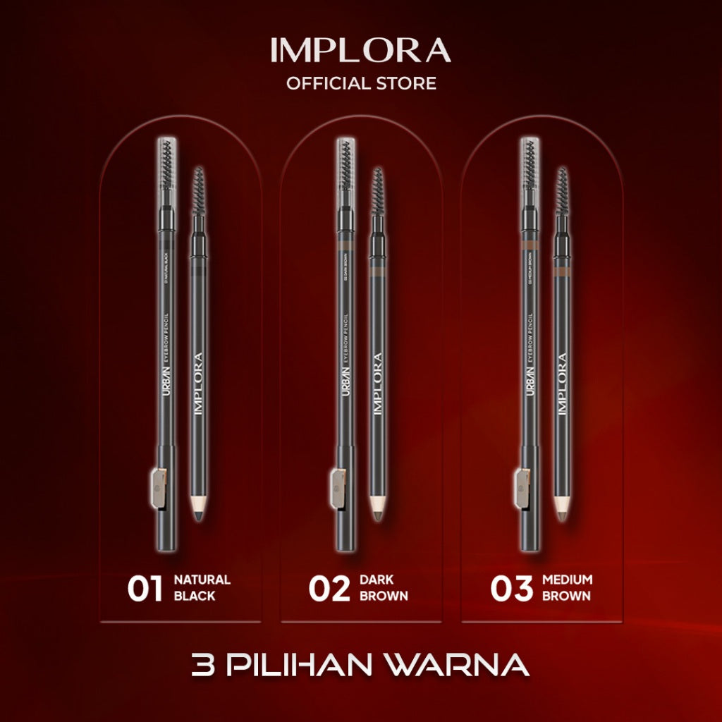 Implora Urban Eyebrow Pencil | Pensil Alis Black Brown Dark | Waterproof | Prilly's Choice