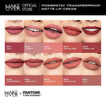 [SPECIAL MASTERSHADE] MAKE OVER Powerstay Transferproof Matte Lip Cream - Lipcream x PANTONE Tahan Lama 14 Jam Lip Cream Tidak Kering Ringan Kissproof Ombre Lips Color Nude Lipstick Matte 14H Make Up Long Lasting Somethin Time Less Stain w Maybe Euphoria