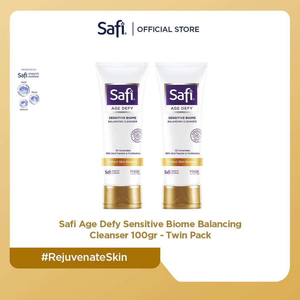 Safi Age Defy Sensitive Biome Balancing Cleanser 100gr Twin Pack - Sabun Cuci Muka Hypoallergenic Non SLS untuk Kulit Sensitif
