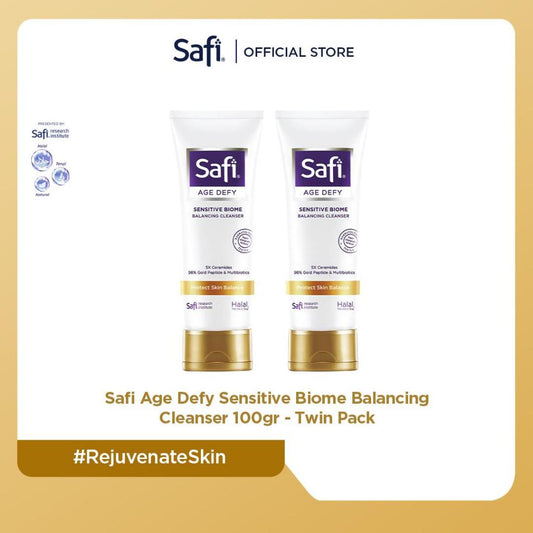 Safi Age Defy Sensitive Biome Balancing Cleanser 100gr Twin Pack - Sabun Cuci Muka Hypoallergenic Non SLS untuk Kulit Sensitif
