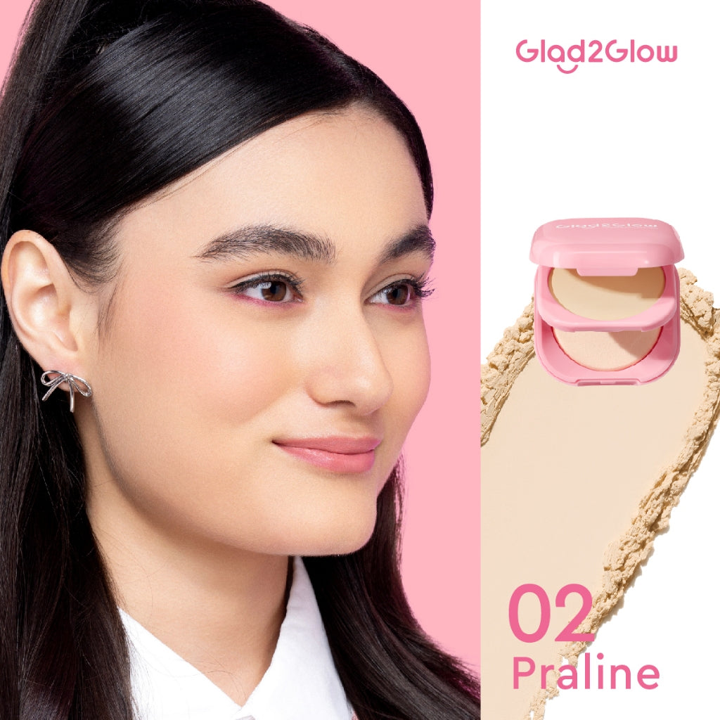 Glad2Glow Perfect Blurring Powder Foundation waterproof setting two way cake TWC Mengandung squalane dan vitamin E concealer pengontrol minyak meratakan warna kulit bantalan udara yang menjaga kelembapan alas bedak krim BB concealer g2glow official store