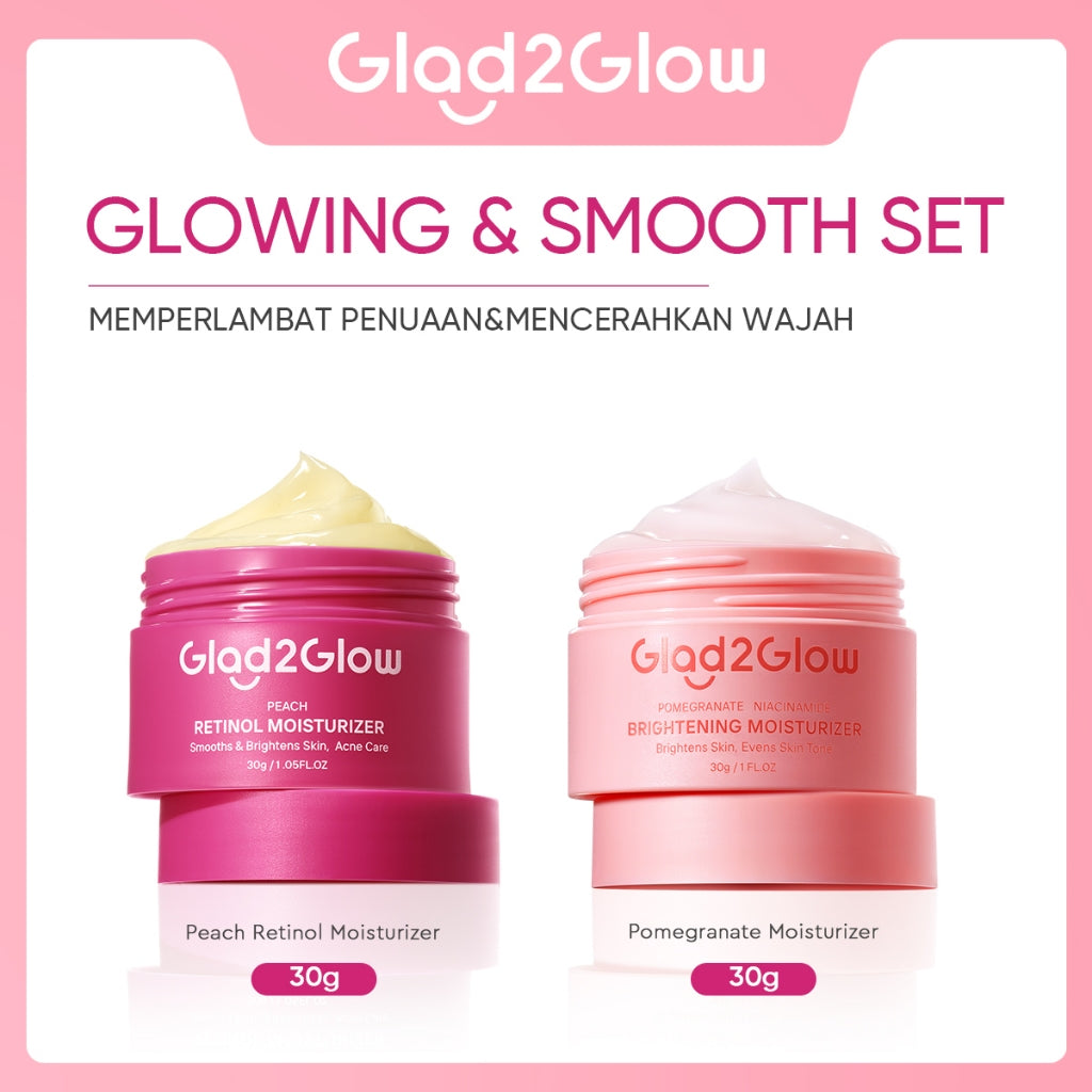 Glad2Glow Pomegranate Niacinamide Brightening Moisturizer Mencerahkan Pemutih Kulit Gel Pelembab Bercahaya Krim Siang dan Malam Perawatan Kulit Ekstrak Delima Asam Lemak Asam Delima Pelembab Esensi Wajah Perawatan Kulit  Pembersih  g2glow official store