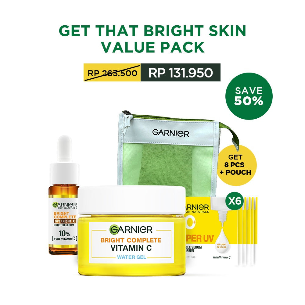 GARNIER 2pcs 3pcs Paket Skincare Set | Micellar Water Serum Wajah Moisturizer Gel Super UV Sunscreen SPF