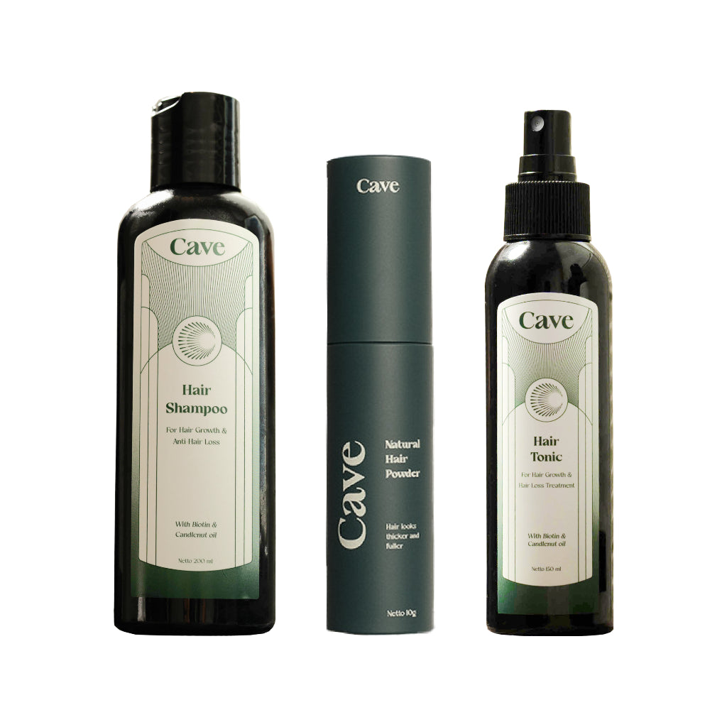 Cave Bundling Natural Hair Powder, Hair Shampoo & Hair Tonic