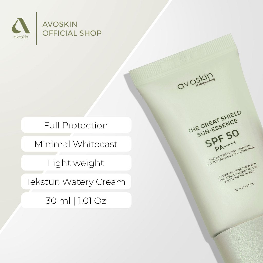 Sunscreen Avoskin The Great Shield SPF 50 PA++++ 30ml-Kulit Berminyak Finish Matte