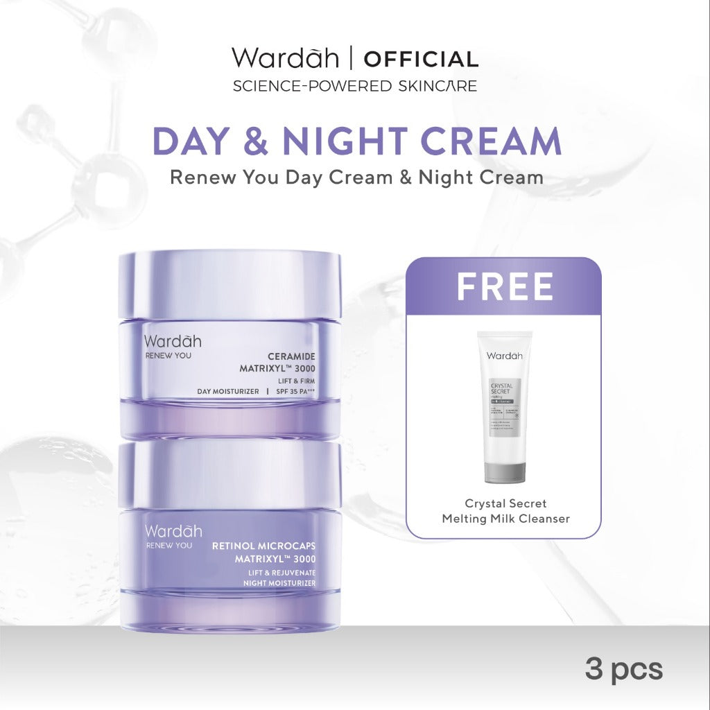Wardah [2 pcs] Paket Renew You Lift Firm Day Moisturizer + Rejuvenate Night Moisturizer 30 gr - Mencerahkan Wajah, Lightening, Niacinamide, Facial, Ceramide - Skincare