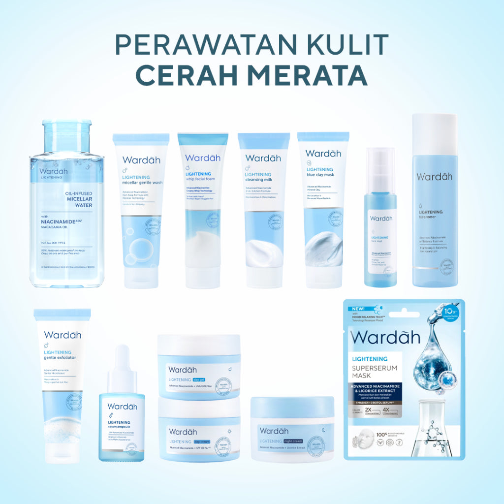 WARDAH Lightening Blue Clay Mask 50 g - Masker Wajah dengan Advanced Niacinamide dan Kaolin Mineral Clay - Efektif Mencerahkan Kulit Glowing - Nyaman Saat Aplikasi dan Memberikan Efek Cooling - Semua Jenis Kulit - Skincare