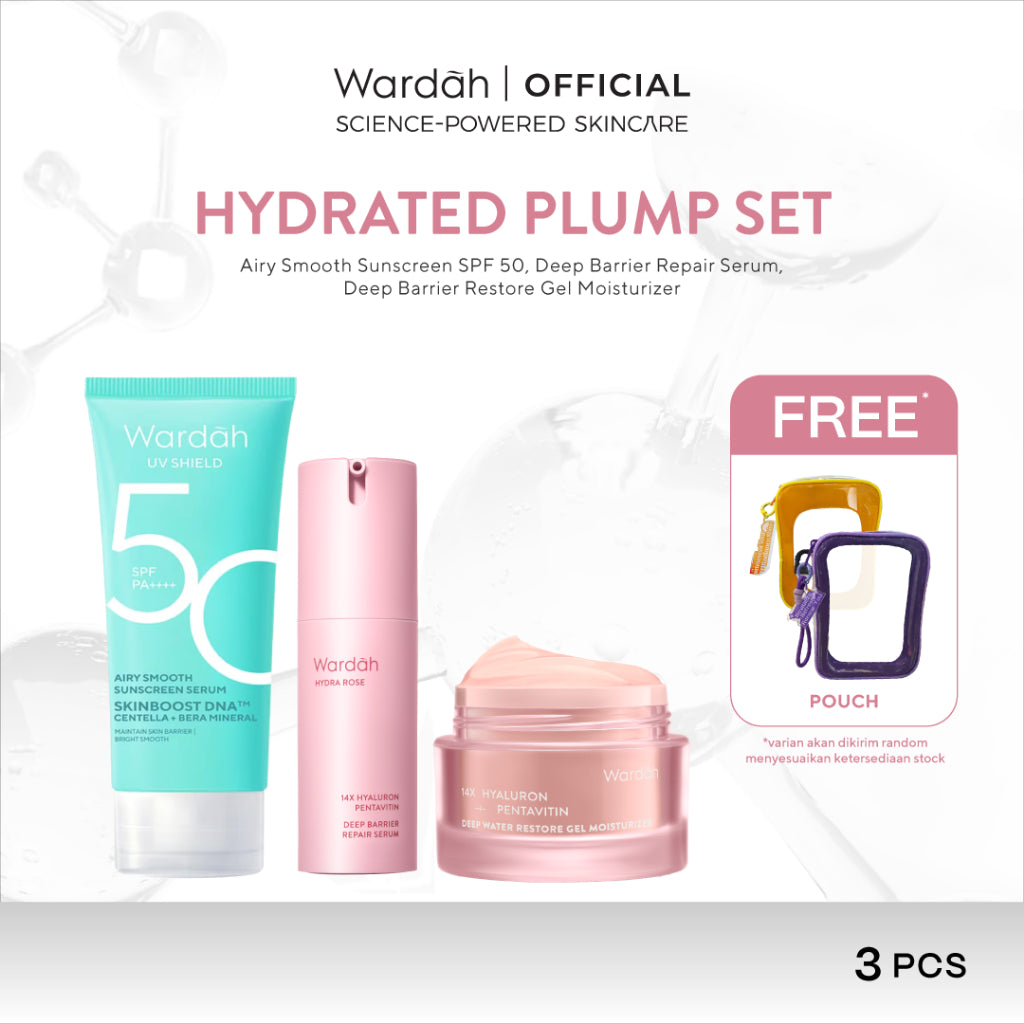 Paket WARDAH Isi 3 Gel Moisturizer + Serum + UV Shield (Tranexamic, VIt C, Cica, Hyaluron) - Skincare