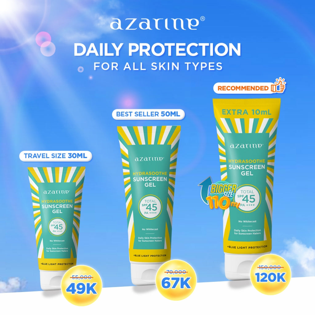 Azarine Hydrasoothe Sunscreen Gel SPF45 PA++++ [30ml/50ml/110ml] [LOLOS UJI INVIVO INVITRO] BEST SELLER SUNSCREEN Untuk Kulit Berminyak dan Berjerawat