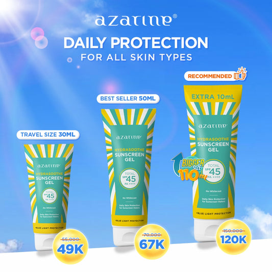 Azarine Hydrasoothe Sunscreen Gel SPF45 PA++++ [30ml/50ml/110ml] [LOLOS UJI INVIVO INVITRO] BEST SELLER SUNSCREEN Untuk Kulit Berminyak dan Berjerawat