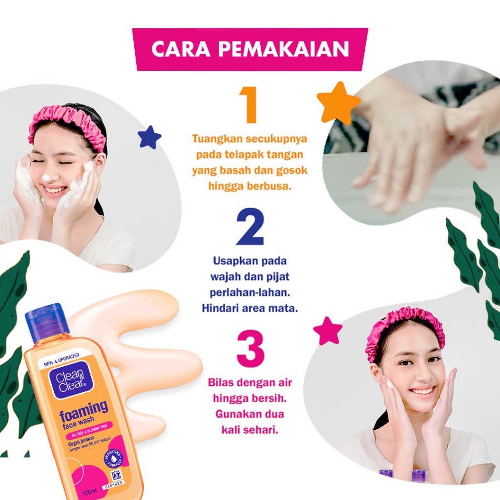 Clean & Clear Foaming Face Wash Sabun Cuci Muka Pembersih Wajah 100ml - Isi 2