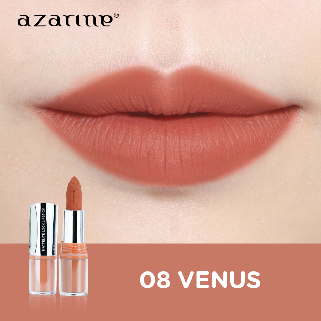 Azarine Shiny Galactic Mattelite Kit [2 PCS] Lipstick Matte with Pigmented Color Lightweight Transferproof Smugeproof Galactic Shine + Lip Gloss Hydrating Plumpy Effect Glittery Look Tahan Lama