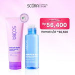 [DOUBLE CLEANSING MODAL 50RB] SCORA Gentle & Soothe Micellar Cleansing Water 100 ml + SCORA  Gentle Low pH Cleanser 100 ml