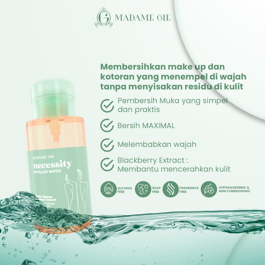 2X Madame Gie Necessity Micellar Water 01 300ml - Make Up Remover Cleansing Water for All Skin Type
