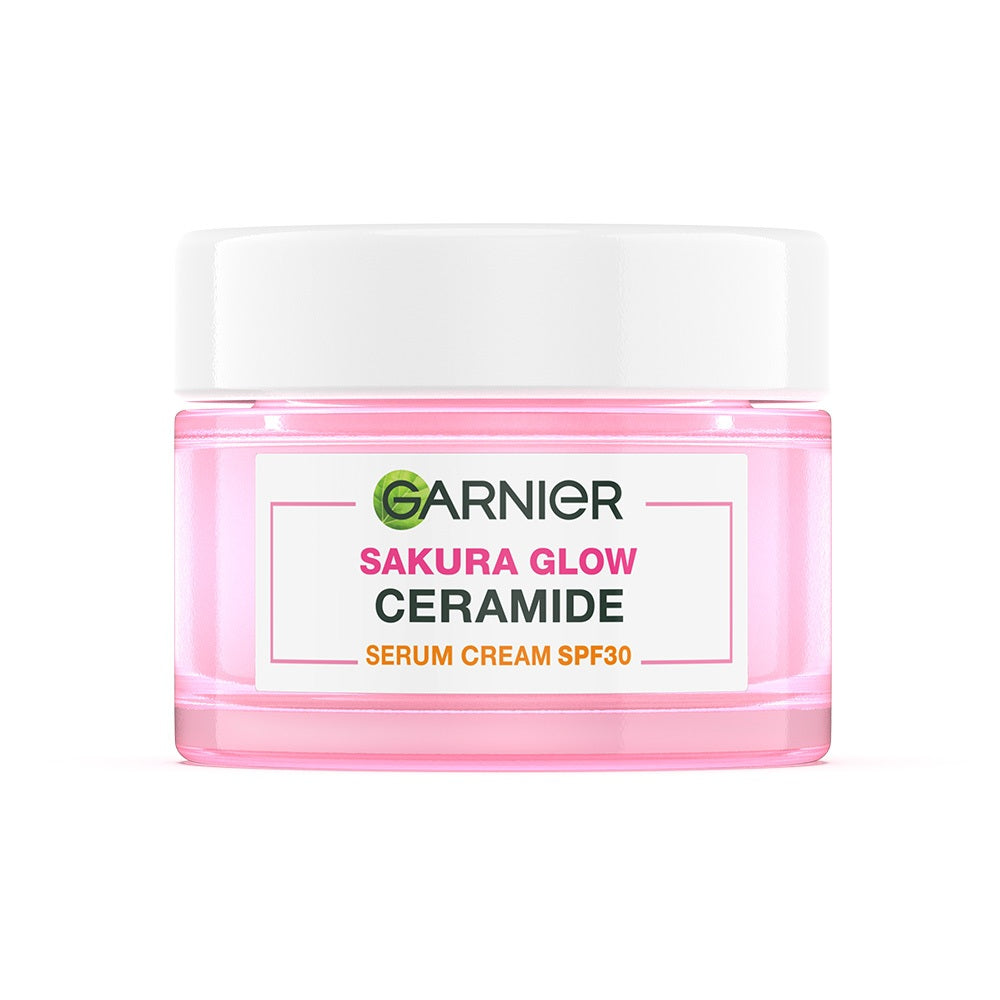 GARNIER Sakura Glow Ceramide Skin Barier Day Cream Cerah Merona SPF 30 PA +++ 50 ml Hydrating Moisturizer Tone Up Glowing Skincare - Krim Siang pelembab wajah pemutih wajah pinkish radiance